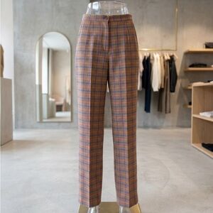 Vintage Plaid Straight Leg Women's Pants